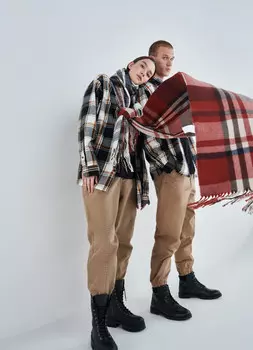 Шарф в клетку, Оранжевый