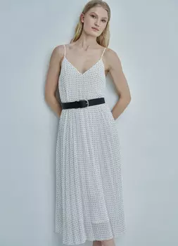 Шифоновое платье-плиссе, Белый