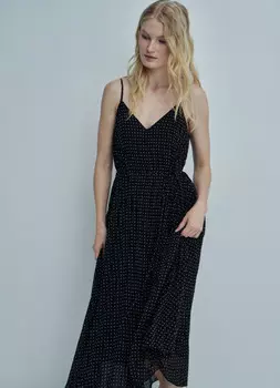 Шифоновое платье-плиссе, Черный