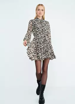 Шифоновое платье с поясом, Бежевый