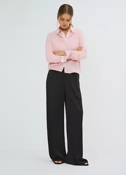 Широкие атласные брюки, Коричневый