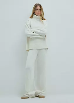 Широкие брюки из фактурной пряжи, Бежевый