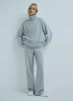 Широкие брюки из фактурной пряжи, Серый