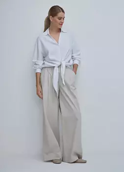 Широкие брюки из хлопка, Бежевый