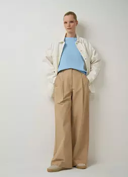 Широкие брюки из хлопка, Бежевый