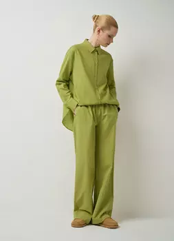 Широкие брюки из хлопка и льна, Желтый