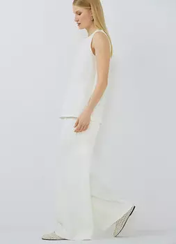 Широкие брюки из мягкого пике, Белый