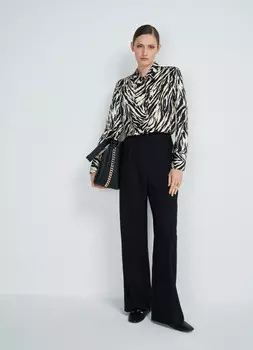 Широкие брюки из поливискозы, Черный