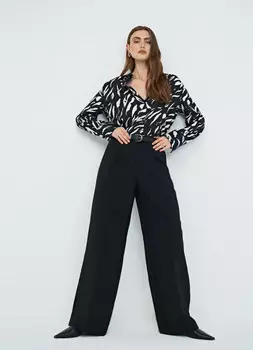 Широкие брюки из поливискозы, Черный