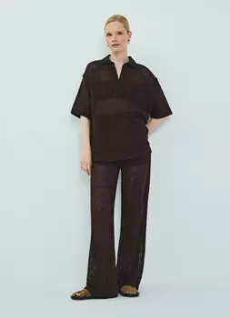 Широкие брюки из структурной ткани, Коричневый