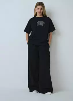 Широкие трикотажные брюки, Черный