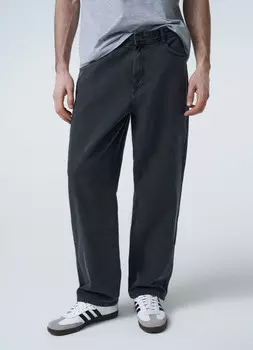 Широкие брюки из твила, Серый