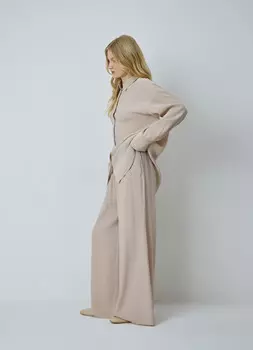 Широкие брюки из жатой вискозы, Бежевый