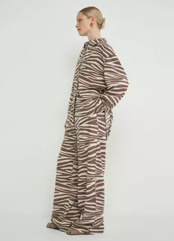 Широкие брюки изо льна, Бежевый