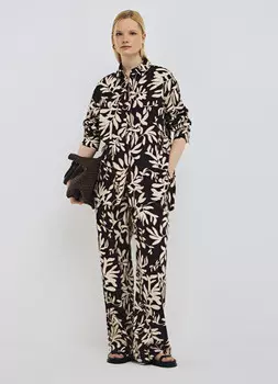 Широкие брюки изо льна, Коричневый