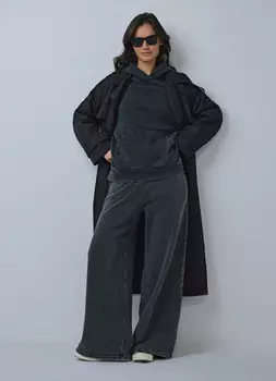 Широкие брюки с эффектом стирки, Серый