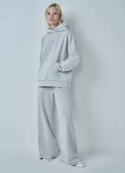 Широкие брюки с эффектом стирки, Серый