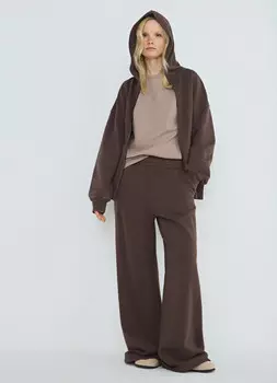Широкие брюки с эластичным поясом, Коричневый