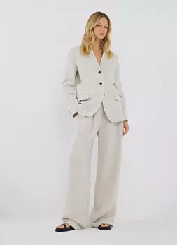 Широкие брюки со льном, Бежевый