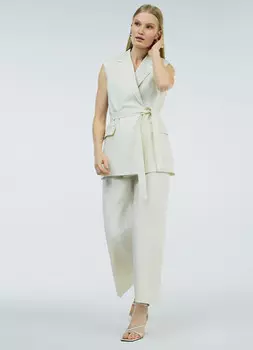 Широкие брюки со льном, Бежевый