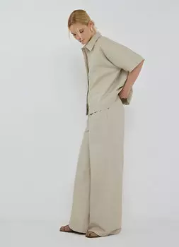 Широкие брюки со льном, Бежевый