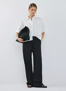 Широкие брюки со льном, Черный