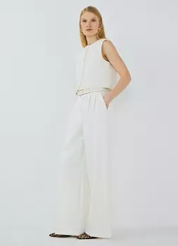 Широкие брюки со складками, Белый