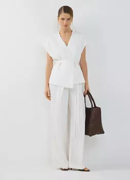 Широкие брюки со складками, Белый