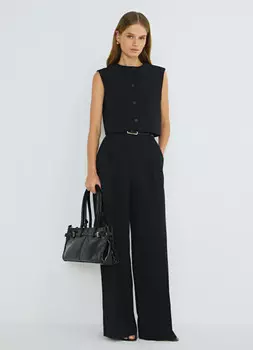 Широкие брюки со складками, Черный