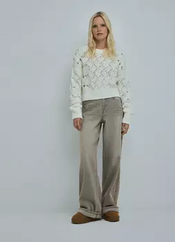 Широкие джинсы, Бежевый