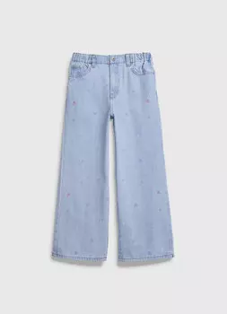 Широкие джинсы для девочек, Голубой