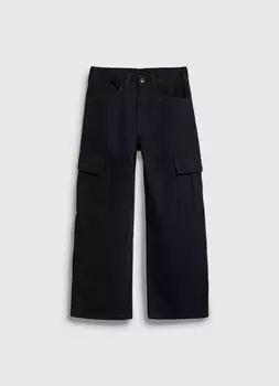 Широкие джинсы с карго-карманами для мальчиков, Черный