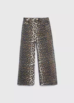 Широкие джинсы с леопардовым принтом для девочек, Мультицвет