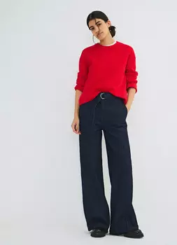 Широкие джинсы с ремнём, Синий