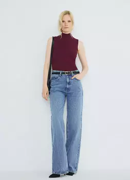 Широкие джинсы с высокой посадкой, Голубой