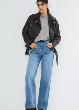 Широкие джинсы с высокой посадкой, Голубой