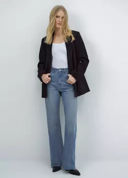 Широкие джинсы с высокой посадкой, Голубой