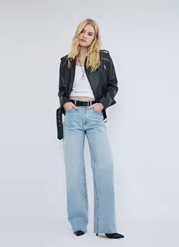 Широкие джинсы с высокой посадкой, Голубой