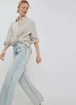 Широкие джинсы с высокой посадкой, Голубой