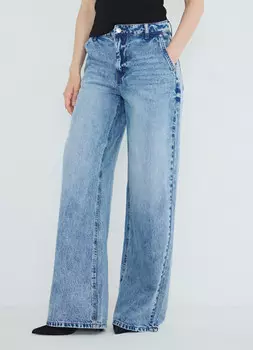 Широкие джинсы с высокой посадкой из лиоцелла, Голубой