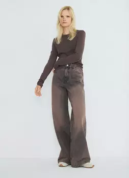 Широкие джинсы с высокой посадкой, Коричневый