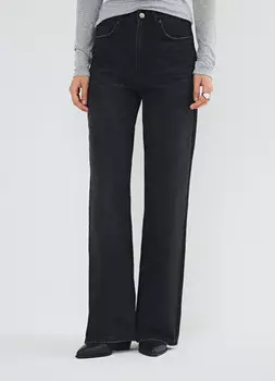 Широкие джинсы с высокой посадкой, Серый