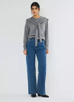 Широкие джинсы с высокой посадкой, Синий