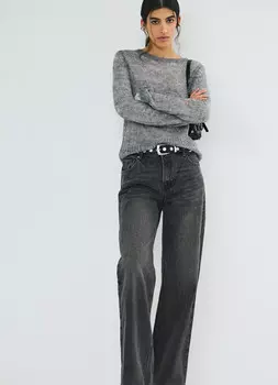 Широкие джинсы со средней посадкой, Серый