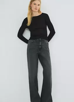 Широкие джинсы со средней посадкой, Серый