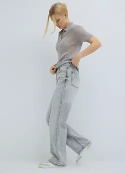 Широкие джинсы со средней посадкой, Серый