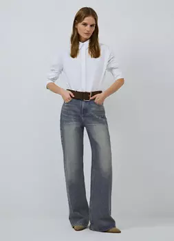 Широкие джинсы со средней посадкой, Синий