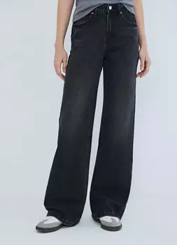 Широкие джинсы средней посадки, Серый