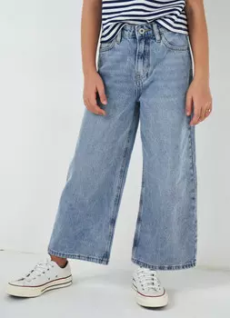 Широкие укороченные джинсы для девочек, Голубой