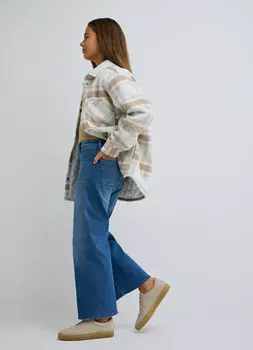 Широкие укороченные джинсы для девочек, Голубой